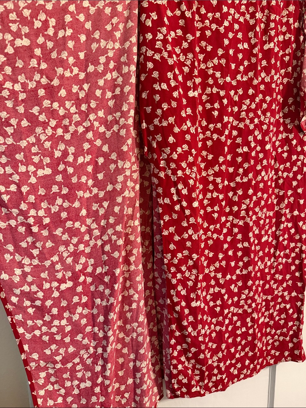 Maxi Faux-Wrap Boho Skirt, Tie at Waist, Zip in Back, Red & Cream, Multi-Season - Picture 9 of 9